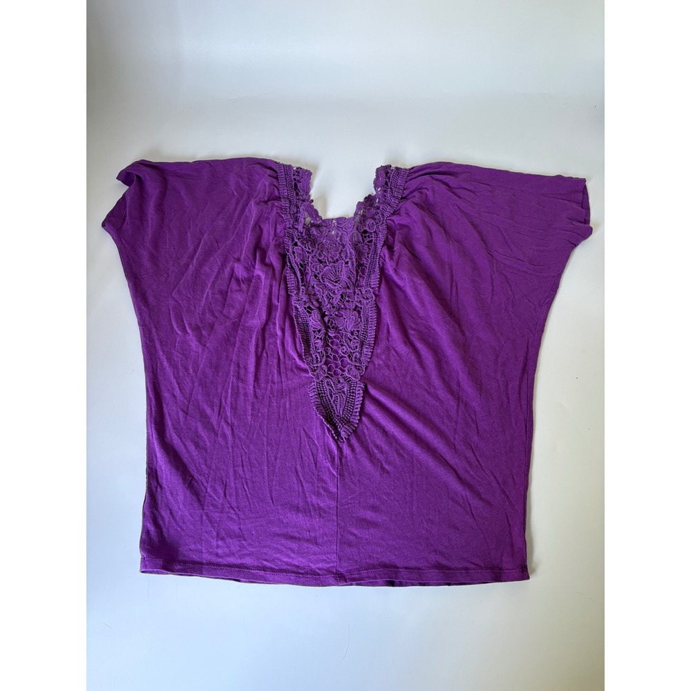 Express Purple Crochet Lace Top Whimsigoth Fairy Knit Cap Sleeve Blouse M